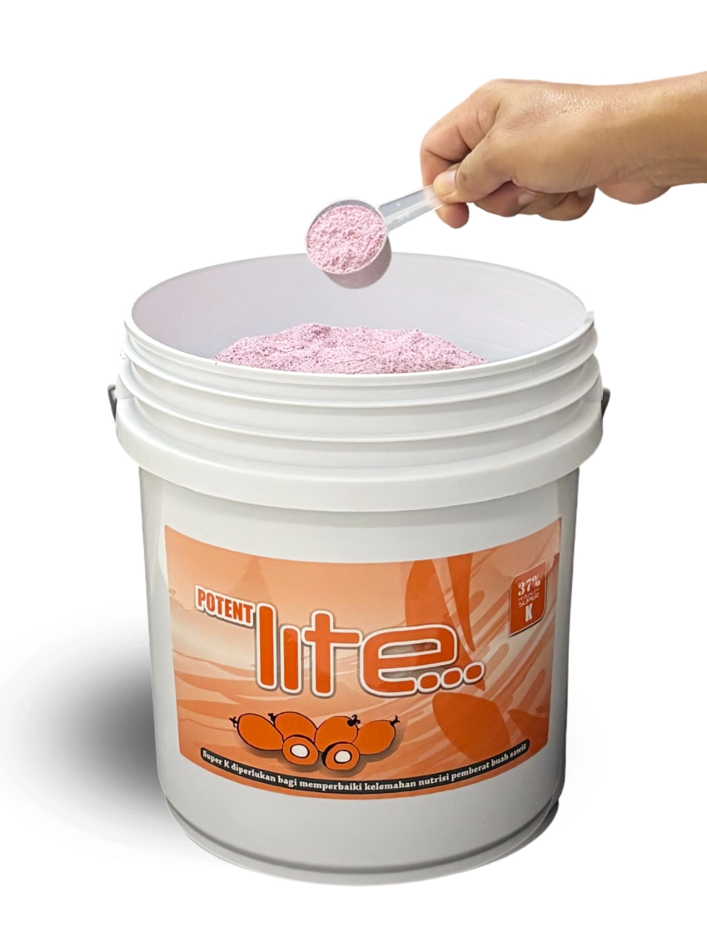 Tong 10kg Baja Potent Lite K37 bersama sudu serbuk merah jambu