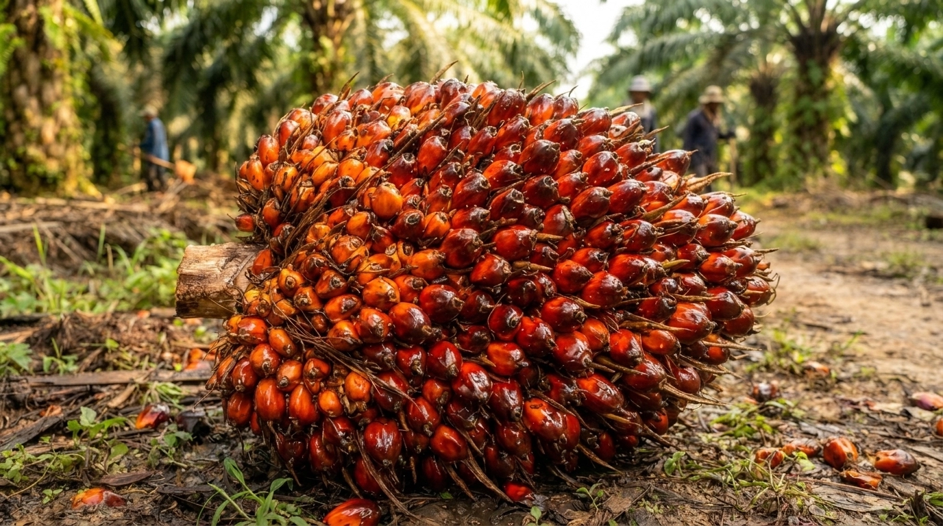Tandan buah sawit berat dan padat dengan bekalan kalium cukup